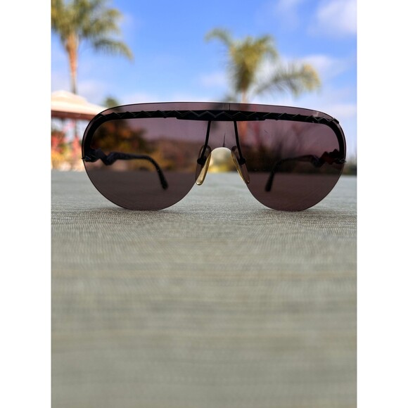 Vintage Black Womens Paloma Picasso Aviator Sunglasses 3716 Made in Germany main image 4